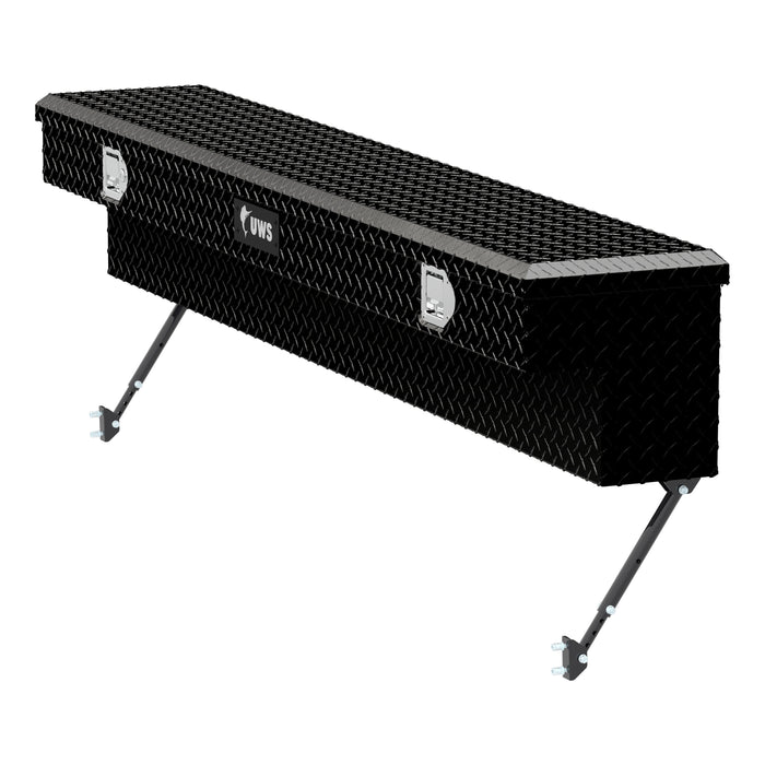 UWS EC30142-MK2 Gloss Black Aluminum 72in. Truck Side Tool Box with Space-Saving Legs - Truck Part Superstore