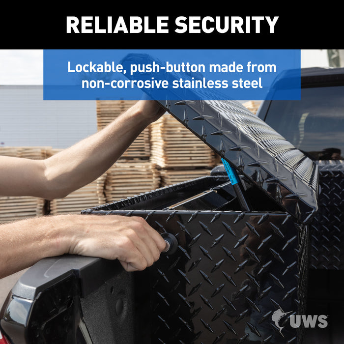 UWS EC30202-MK2 Gloss Black Aluminum 48in. Truck Side Tool Box with Low Profile; Space-Saving Le - Truck Part Superstore