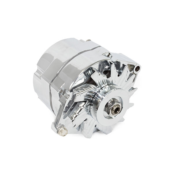 Top Street Performance ES1001C Chrome GM 10SI Style 110 Amp Alternator with V-Belt Pulley - Truck Part Superstore