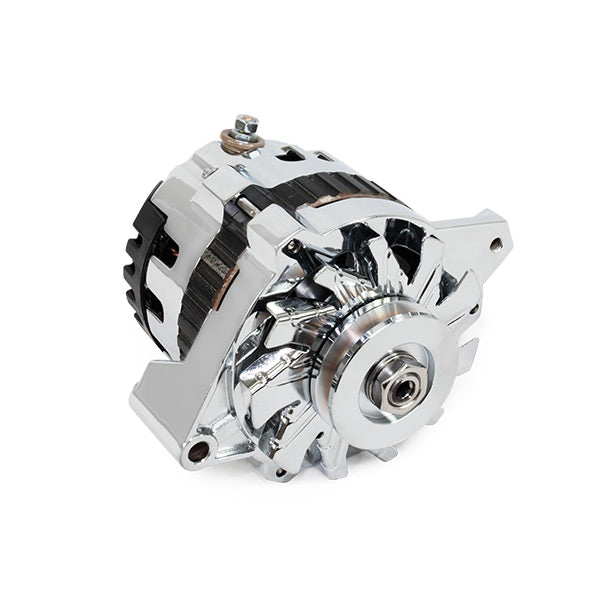 Top Street Performance ES1002C Chrome GM CS130 Style 110 Amp Alternator with V-Belt Pulley - Truck Part Superstore