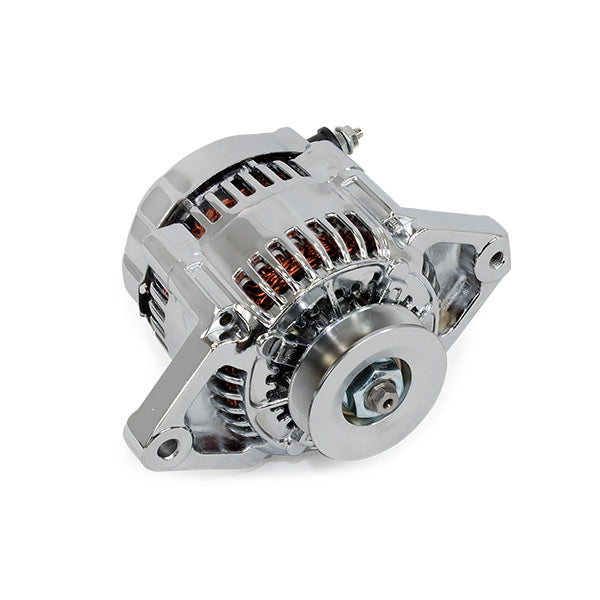 Top Street Performance ES1004C Chrome Denso Race Style 90 Amp Alternator with V-Belt Pulley - Truck Part Superstore