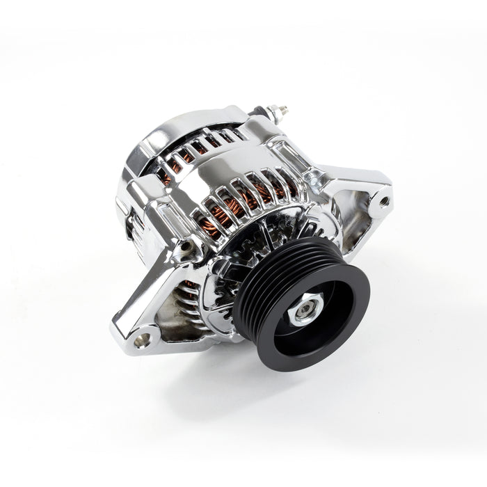 Top Street Performance ES1015C Satin Denso Race Style 90 Amp Alternator with Serpentine Belt Pulley. - Truck Part Superstore