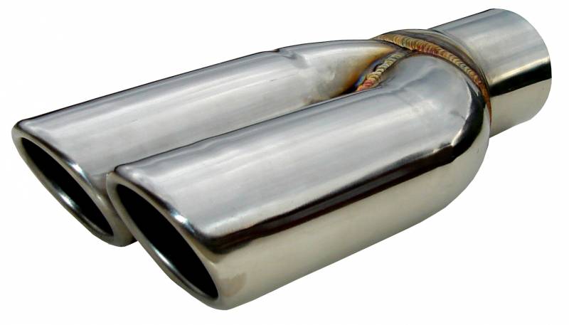 Pypes Performance Exhaust EVT19S Exhaust Tail Pipe Tip Set 2.5 in To Dual 22.5 in Slip Fit Clamp On Hardware Not Incl Polished 304 Stainless Steel Rolled Edge Pair Pypes Exhaust - Truck Part Superstore