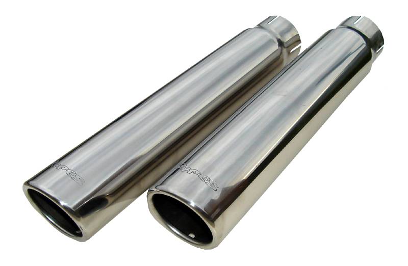 Pypes Performance Exhaust EVT51B Exhaust Tail Pipe Tip Set 2.5 in-3 in x 12 in L Clamp On Hardware Not Incl Polished 304 Stainless Steel Pair Pypes Exhaust - Truck Part Superstore