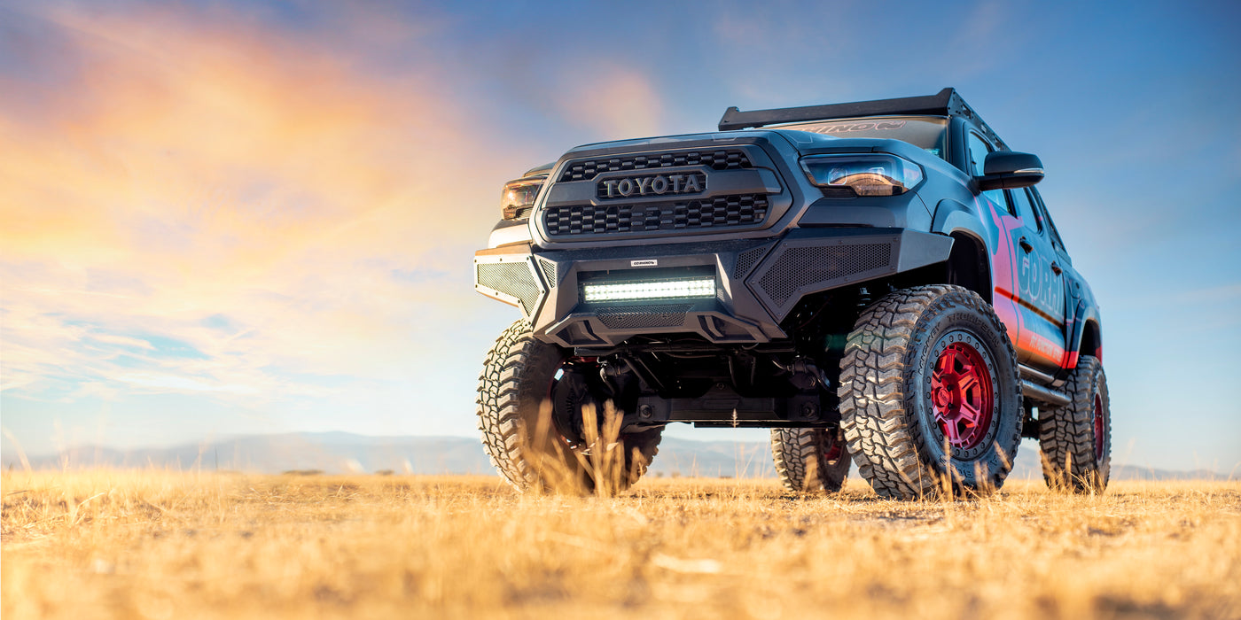 Go Rhino 343891T Low profile steel bumper with powered light mount protects front of vehicle - Truck Part Superstore