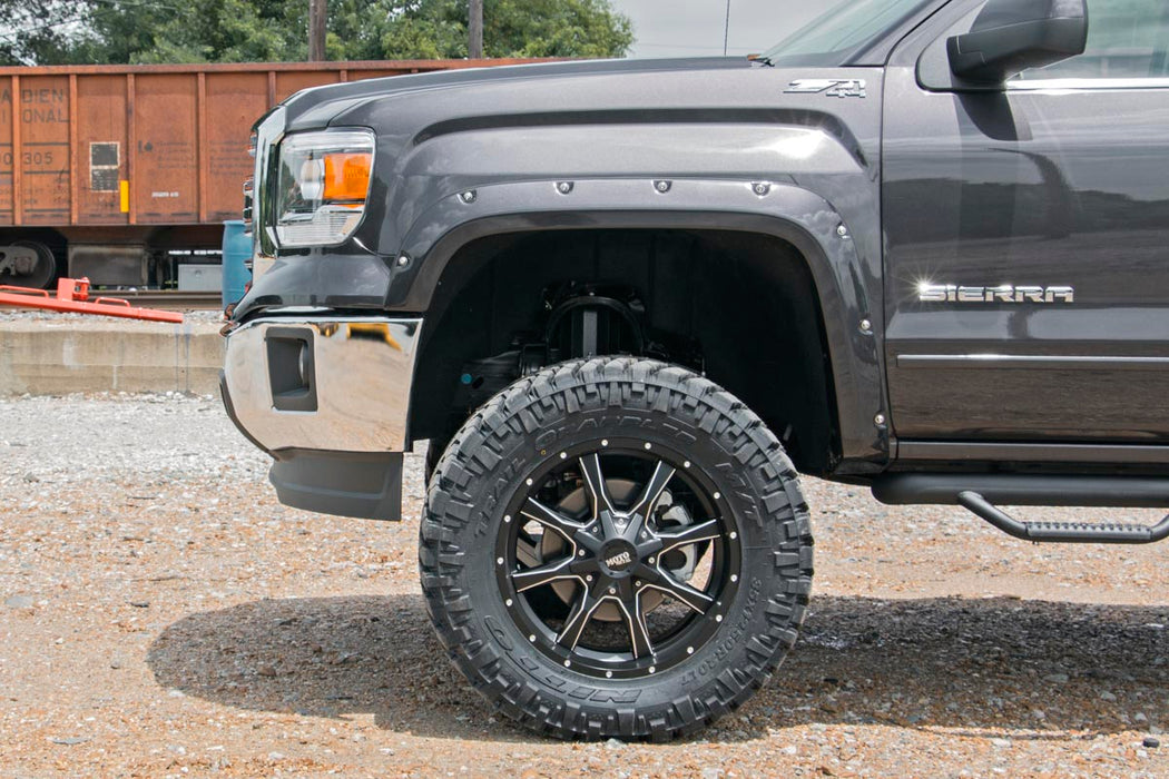 Rough Country F-G11412 GMC Pocket Fender Flares w/Rivets 14-15 Sierra 1500 Rough Country - Truck Part Superstore