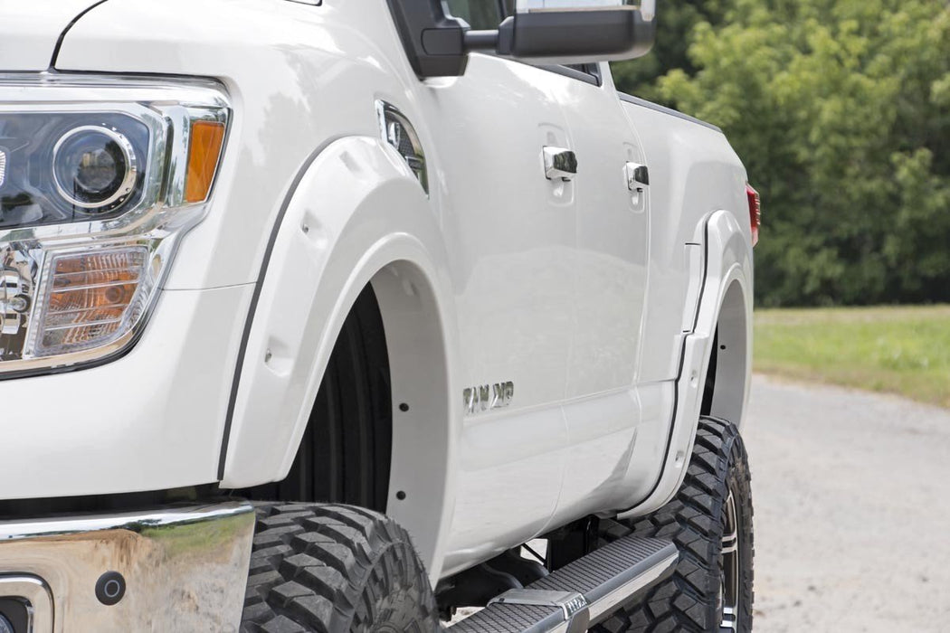 Rough Country F-N101705 Titan Pocket Fender Flares Rivets Unpainted 17 Titan Crew Cab Rough Country - Truck Part Superstore