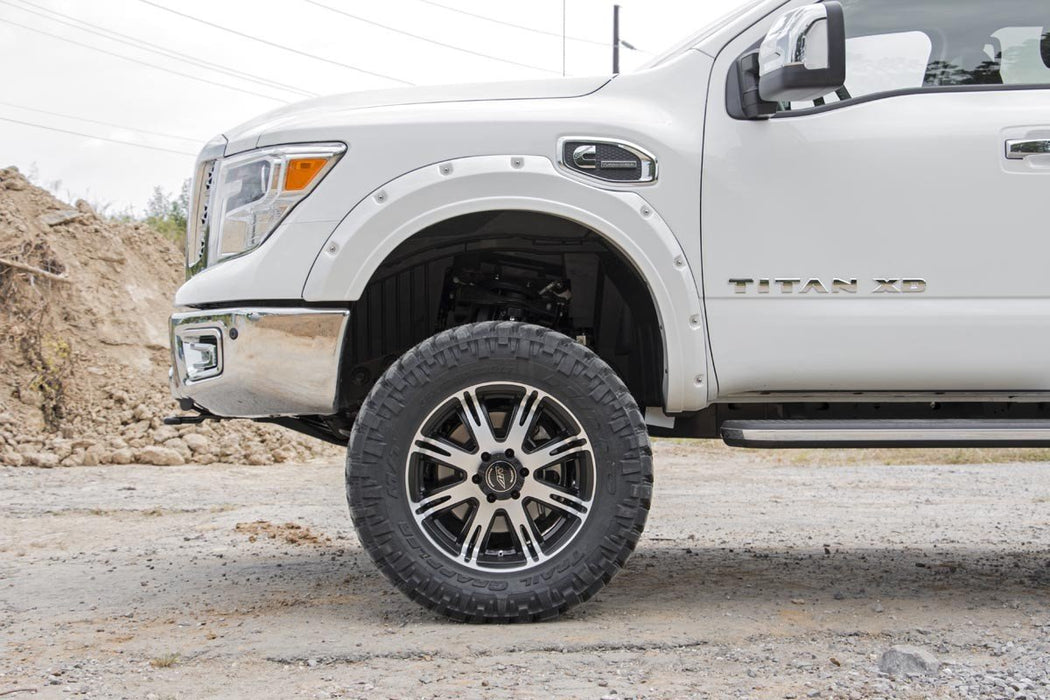 Rough Country F-N101705 Titan Pocket Fender Flares Rivets Unpainted 17 Titan Crew Cab Rough Country - Truck Part Superstore