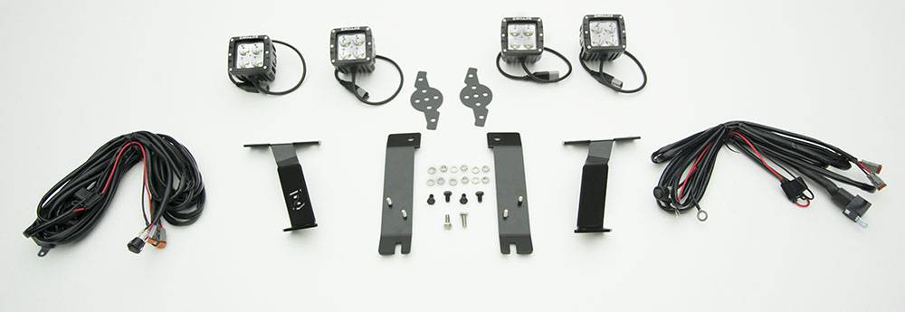 ZROADZ Z365462-KIT4 Hood Hinge LED Kit; Incl. [4] 3 in. LED Pod Lights And Universal Wiring Harness; - Truck Part Superstore