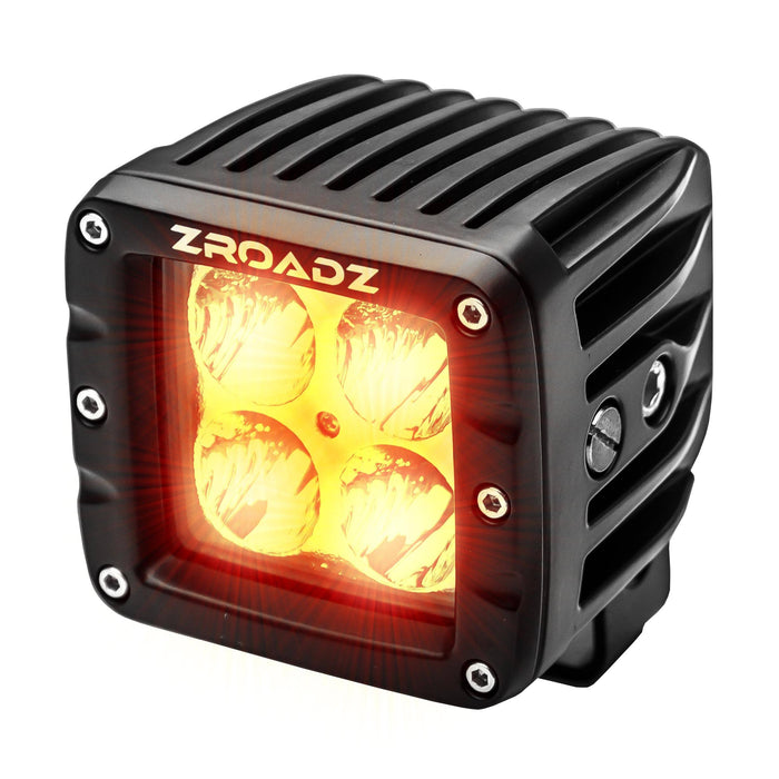 ZROADZ Z30BC20W-2-E4A LED Flood Beam Pod Light; 3 in.; Amber; - Truck Part Superstore
