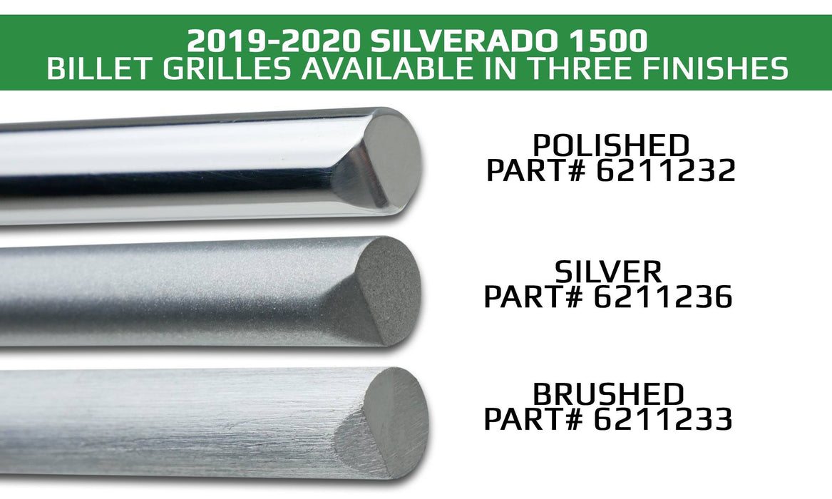 T-Rex Grilles 6211232 Billet Series Grille; Horizontal Round; Polished Aluminum; 4 pc; Overlay; - Truck Part Superstore
