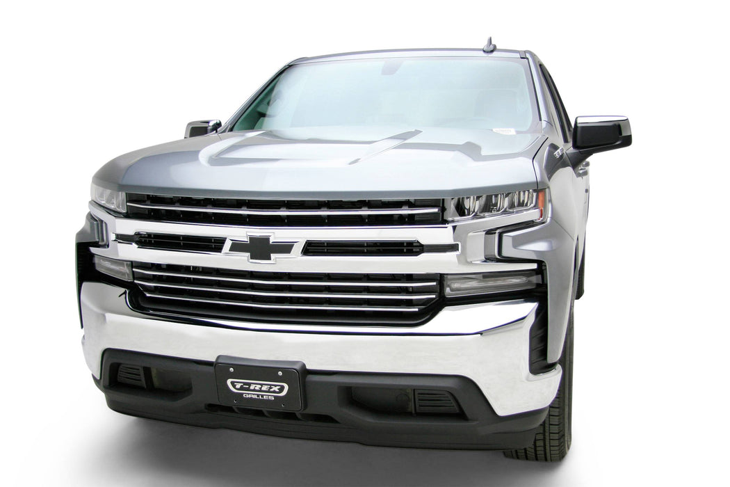 T-Rex Grilles 6211232 Billet Series Grille; Horizontal Round; Polished Aluminum; 4 pc; Overlay; - Truck Part Superstore