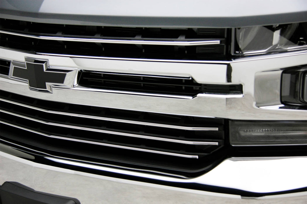 T-Rex Grilles 6211232 Billet Series Grille; Horizontal Round; Polished Aluminum; 4 pc; Overlay; - Truck Part Superstore