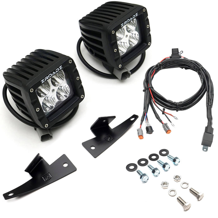 ZROADZ Z365751-KIT2 Hood Hinge LED Kit; Incl. [2] 3 in. LED Pod Lights; - Truck Part Superstore