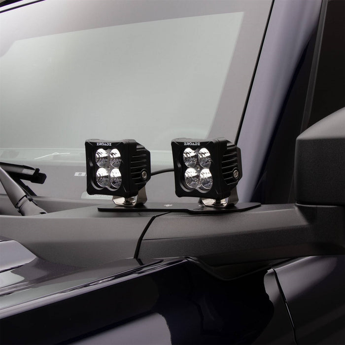 ZROADZ Z365401-BK4 Lower A Pillar LED Bracket; Mounts [4] 3 in. LED Pod Lights; - Truck Part Superstore