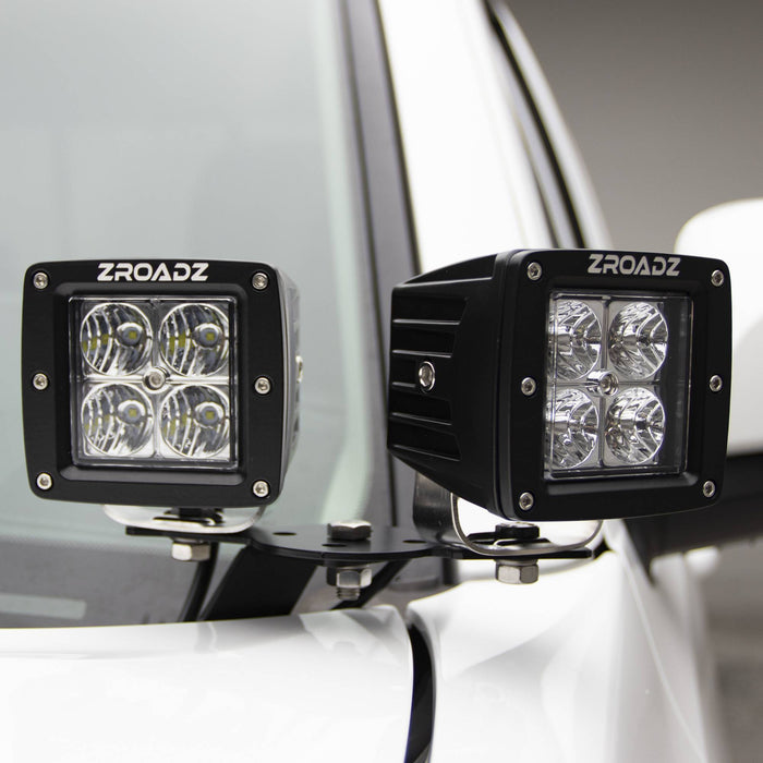 ZROADZ Z365711-KIT4 Hood Hinge LED Kit; Incl. [4] 3 in. LED Pod Lights And Universal Wiring Harness; - Truck Part Superstore