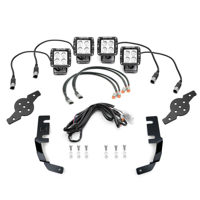 ZROADZ Z365821-KIT4 Hood Hinge LED Kit; Incl. [4] 3 in. LED Pod Lights And Universal Wiring Harness; - Truck Part Superstore