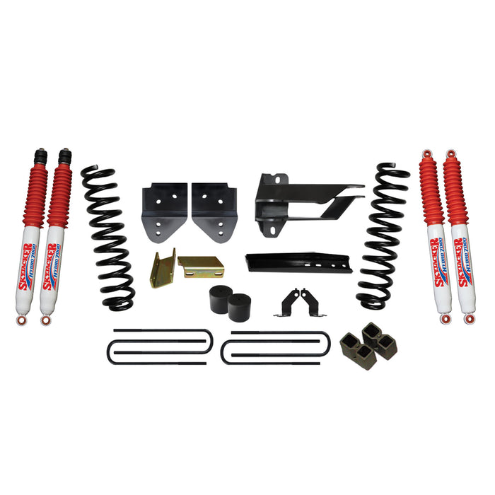 Skyjacker F17401K-H Lift Kit 4 Inch Lift 17-19 Ford F-250 Super Duty Includes Front Coil Springs Bump Stop Spacers Relocation Brackets Rear Lift Blocks U-Bolts Hydro 7000 Shocks Skyjacker - Truck Part Superstore