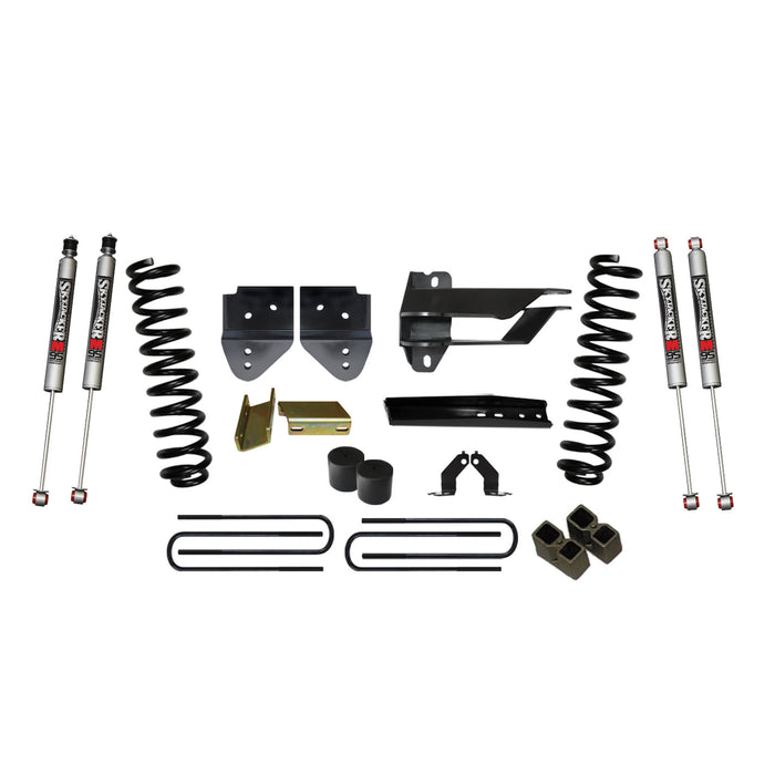 Skyjacker F17401K3-M Lift Kit 4 Inch Lift 17-19 Ford F-350 Super Duty Includes Front Coil Springs Bump Stop Spacers Relocation Bracket Lift Blocks U-Bolts Brake Line Extension Bracket M9500 Monotube Shock Skyjacker - Truck Part Superstore