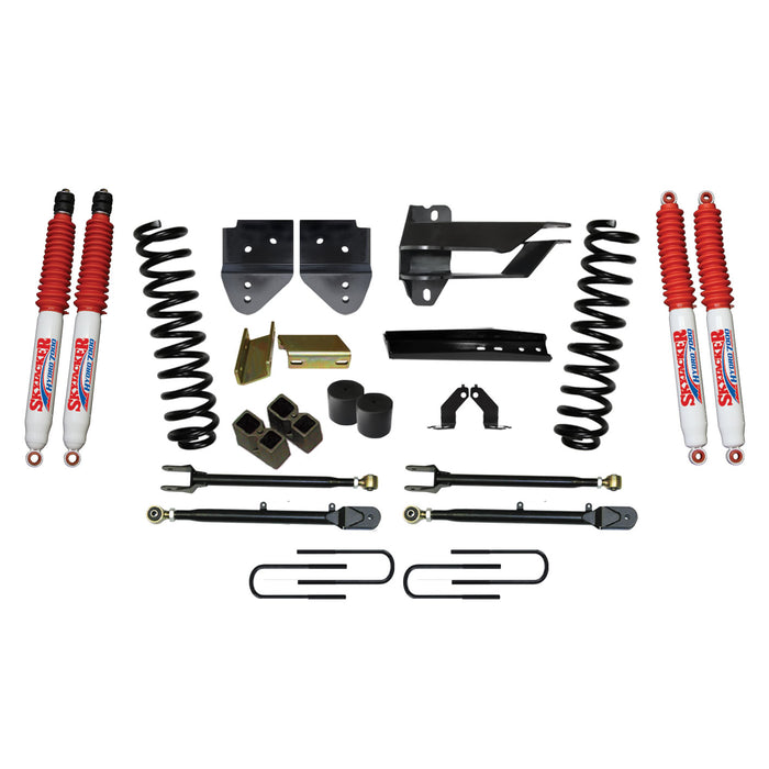 Skyjacker F174024K-H Lift Kit 4 Inch Lift w/Adjustable 4-Links 17-19 Ford F-250 Super Duty Includes Front Coil Springs U-Bolts Bump Stop Spacers Upper/Lower Radius Arms Lowering Brackets Hydro 7000 Shocks Skyjacker - Truck Part Superstore