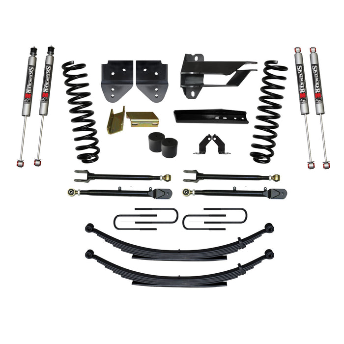 Skyjacker F174024KS-M Suspension Lift Kit w/Shock 4 Inch Lift Incl. Front Coil Springs Rear Leaf Springs Adjustable 4-Links M9500 Monotube Shocks  17-19 Ford F-250/ F-350 Super Duty Gas Skyjacker - Truck Part Superstore