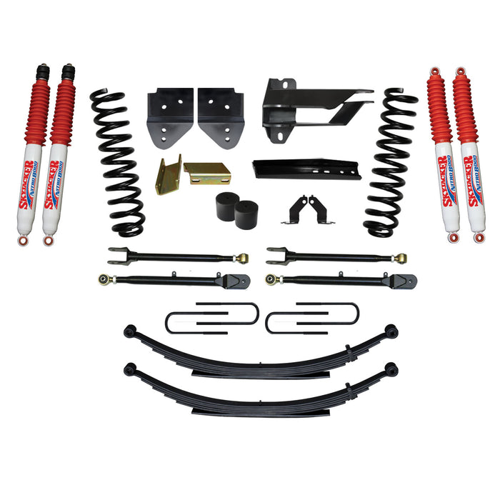 Skyjacker F174024KS-N Suspension Lift Kit w/Shock 4 Inch Lift Incl. Front Coil Springs Rear Leaf Springs Adjustable 4-Links Nitro 8000 Shocks 17-19 Ford F-250/ F-350 Super Duty Gas Skyjacker - Truck Part Superstore