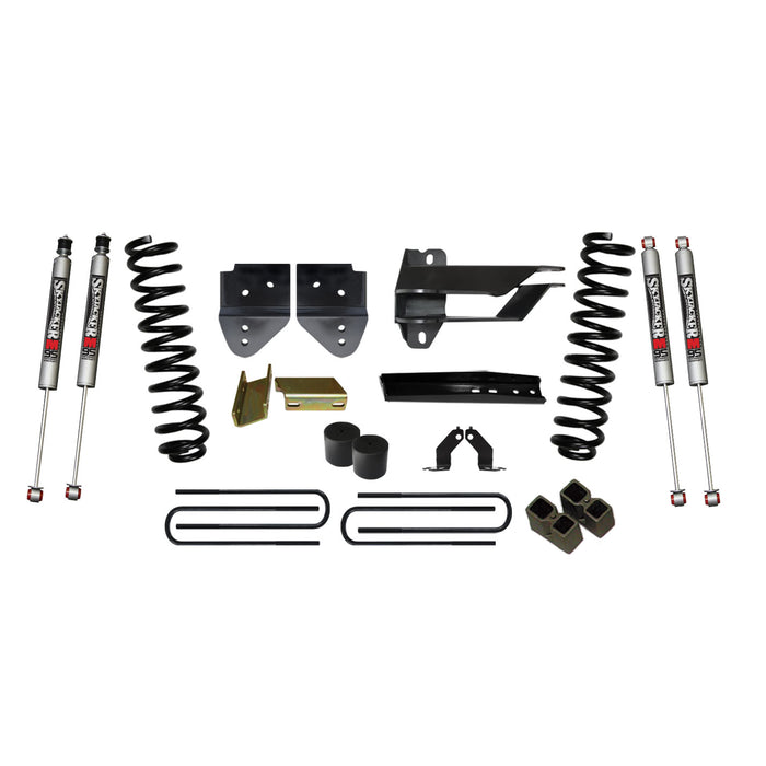 Skyjacker F17451K-M Suspension Lift Kit w/Shock 4 Inch Lift 17-19 Ford F-250 Super Duty Incl. Front Coil Springs Bump Stop Spacers Relocation Brackets Rear Lift Blocks U-Bolts M9500 Monotube Shocks Skyjacker - Truck Part Superstore