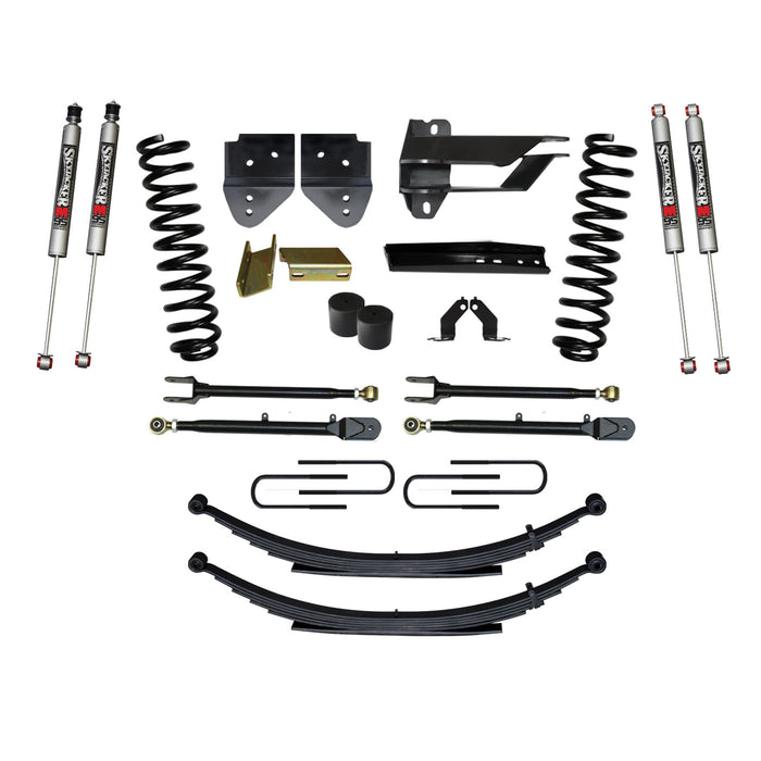 Skyjacker F174524KS-M Suspension Lift Kit w/Shock 4 Inch Lift Incl. Front Coil Springs Rear Leaf Springs Adjustable 4-Links M9500 Monotube Shocks  17-19 Ford F-250/ F-350 Super Duty Diesel Skyjacker - Truck Part Superstore