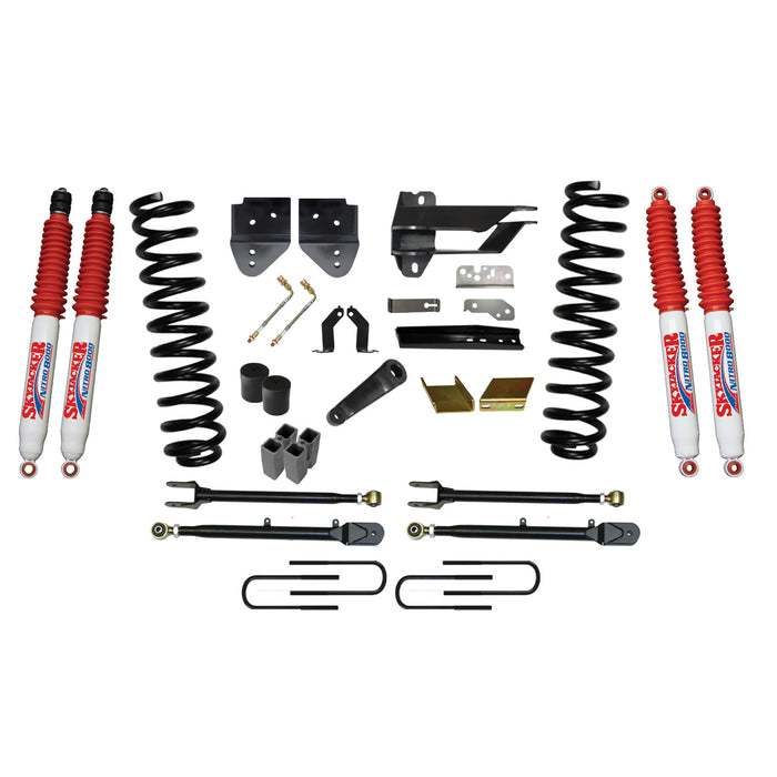 Skyjacker F176024K-N Lift Kit 6 Inch Lift w/Adjustable 4-Links 17-19 Ford F-250 Super Duty Includes Front Coil Springs U-Bolts Bump Stop Spacers Upper/Lower Radius Arms Lowering Brackets Nitro 8000 Shocks Skyjacker - Truck Part Superstore