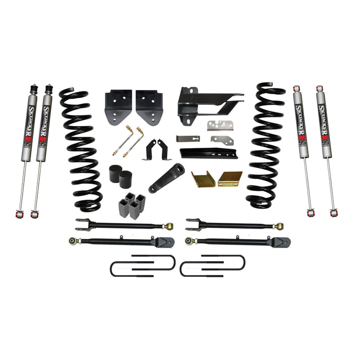 Skyjacker F176524K3-M Suspension Lift Kit w/Shock 6 Inch Lift w/Adjustable 4-Links 17-19 Ford F-350 Super Duty Incl. Front Coil Springs U-Bolts Bump Stop Spacers Radius Arms Lowering Brackets M9500 Monotube Shocks Skyjacker - Truck Part Superstore