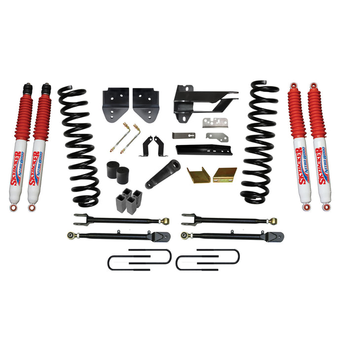 Skyjacker F176524K3-N Suspension Lift Kit w/Shock 6 Inch Lift w/Adjustable 4-Links 17-19 Ford F-350 Super Duty Incl. Front Coil Springs U-Bolts Bump Stop Spacers Upper/Lower Radius Arms Lowering Brackets Nitro 8000 Shocks Skyjacker - Truck Part Superstore