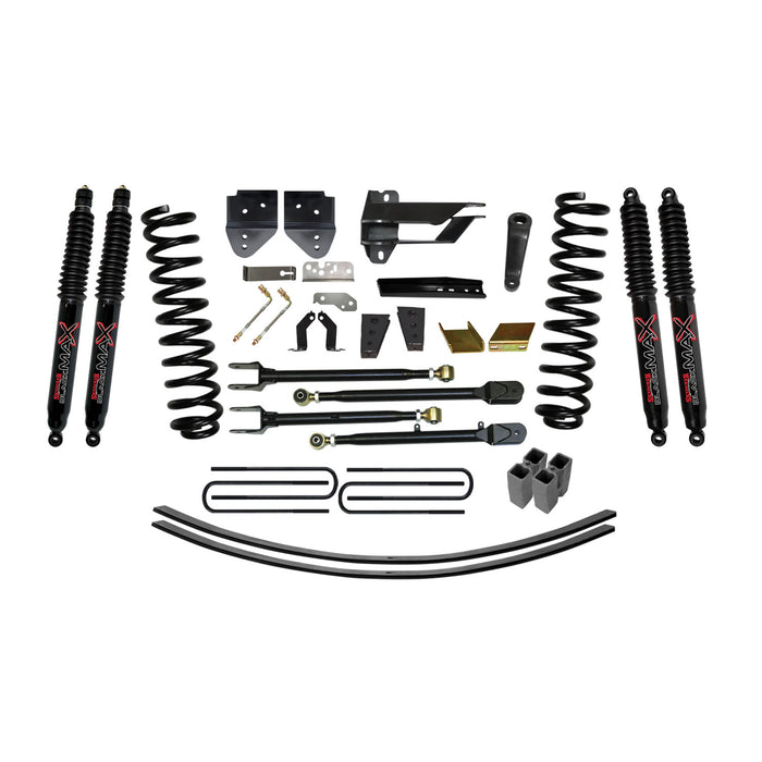 Skyjacker F17852K-B Suspension Lift Kit w/Shock 8.5 Inch Lift w/Adjustable 4-Links Incl. Front Coil Springs U-Bolts Bump Stop Spacers Radius Arms Lowering Brackets Black Max 8500 Shocks Skyjacker - Truck Part Superstore