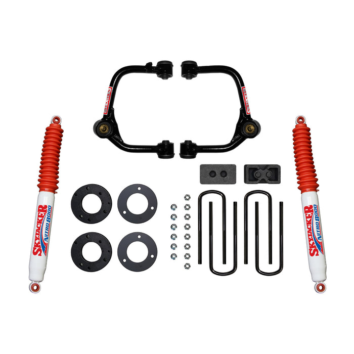 Skyjacker F2130PN 3 Inch Suspension Lift Kit With Front Strut Spacers Front Upper A-arms Rear Blocks Rear U-bolts and Rear Nitro 8000 Shocks 2021 Ford F-150 Skyjacker - Truck Part Superstore