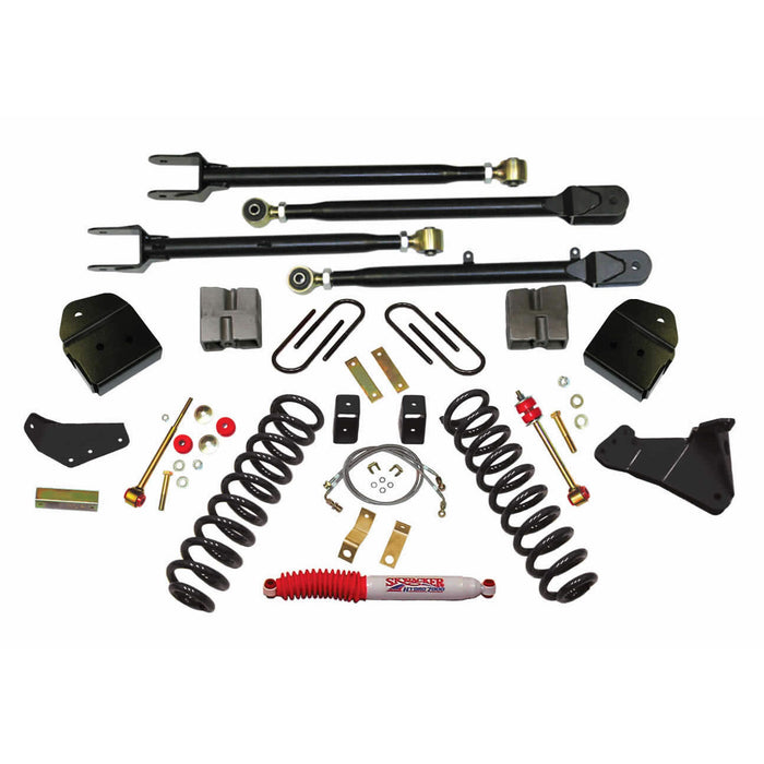 Skyjacker F54024K Lift Kit 4 Inch Lift 4-Link Conversion 05-07 Ford F-250 Super Duty Includes Front Softride Coil Springs Track Bar Radius Arm Drop Bracket Single Steering Stabilizer Skyjacker - Truck Part Superstore