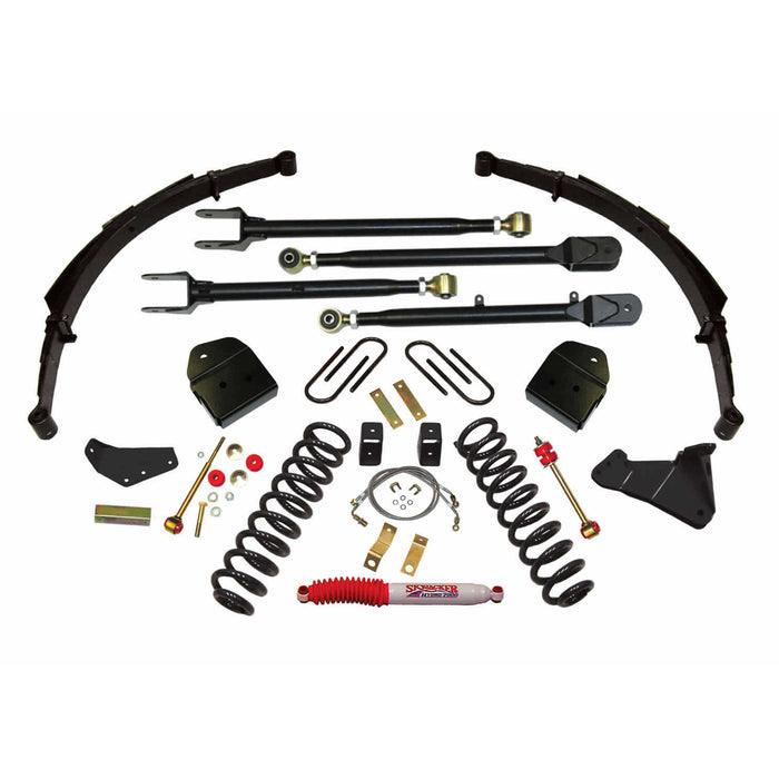 Skyjacker F54024KS Lift Kit 4 Inch Lift Class II 4-Link Conversion System 05-07 Ford F-250 Super Duty Includes Front Coil Springs Track Bar Radius Arm Drop Bracket Single Steering Stabilizer Rear Shocks Skyjacker - Truck Part Superstore