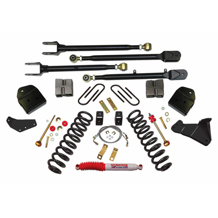 Skyjacker F54524K Lift Kit 4 Inch Lift 4-Link Conversion 05-07 Ford F-250 Super Duty Includes Front Variable Coil Springs Track Bar Radius Arm Drop Bracket Single Steering Stabilizer Skyjacker - Truck Part Superstore