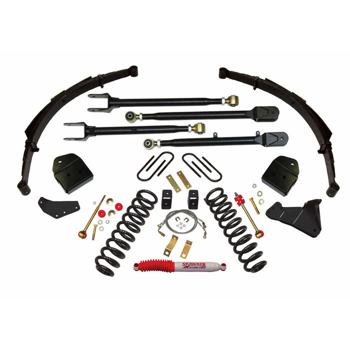 Skyjacker F54524KS Lift Kit 4 Inch Lift 4-Link Conversion 05-07 Ford F-250 Super Duty Includes Front Coil Springs Track Bar Radius Arm Drop Bracket Single Steering Stabilizer Rear Shocks Skyjacker - Truck Part Superstore