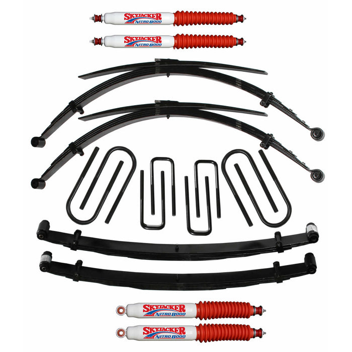 Skyjacker F749KS-N Suspension Lift Kit w/Shock 4 Inch Lift For Use w/Low Boy 77-79 Ford F-250 Incl. Front/Rear Leaf Springs Front/Rear U Bolt Kits Spring Bushing Kit Skyjacker - Truck Part Superstore