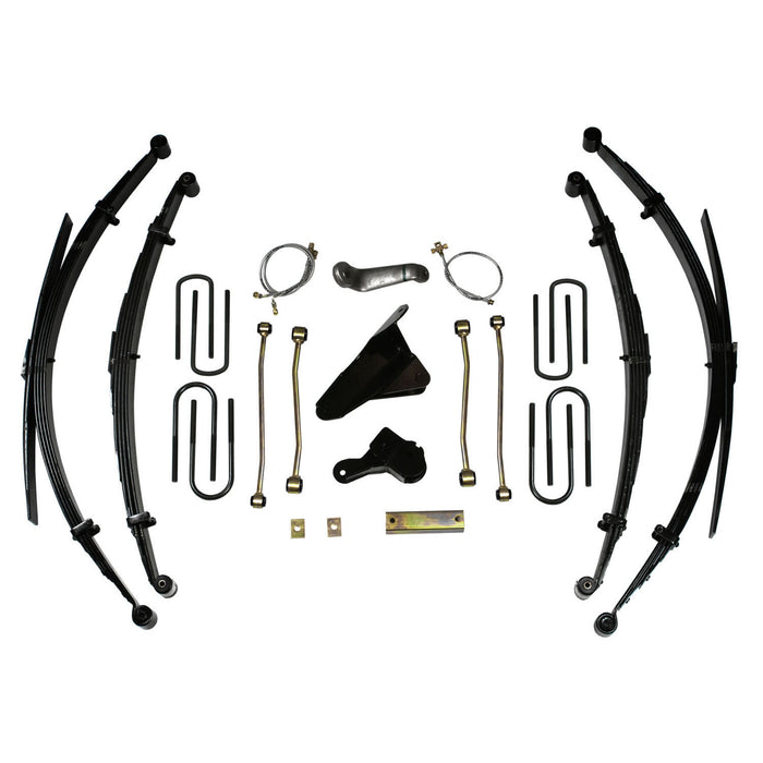 Skyjacker F9853MKS-A Lift Kit 8 Inch Lift 99 Ford F-250/F-350 Super Duty Includes Front/Rear Leaf Springs TrackBar Bracket Front/Rear UBolt Kit Bushings Rear Block SwayBar Links Pitman Arm Brake Lines Vac. Tubing Skyjacker - Truck Part Superstore