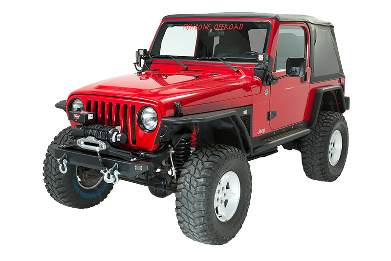 Fishbone Offroad FB21052 Jeep TJ Winch Plate Steel 97-06 Wrangler TJ Black Textured Powdercoat Piranha Series Fishbone Offroad - Truck Part Superstore