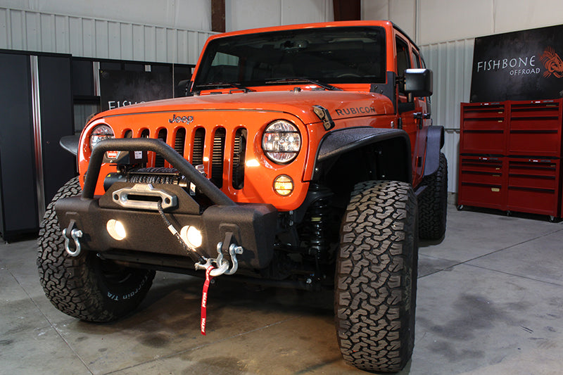 Fishbone Offroad FB22001 Jeep JK Stubby Bumper W/Tube Guard 07-18 Wranger JK Black Texured Powercoated Fishbone Offroad - Truck Part Superstore
