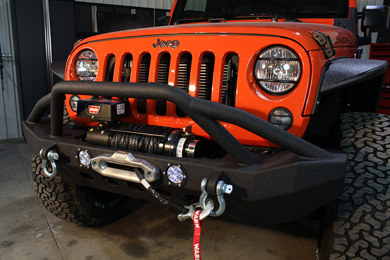 Fishbone Offroad FB22003 Jeep JK Front Winch Bumper W/LEDs Full Width 07-18 Wranger JK Black Texured Powercoated Fishbone Offroad - Truck Part Superstore