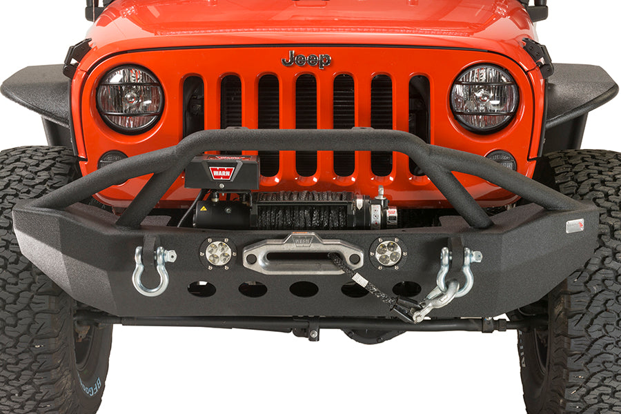 Fishbone Offroad FB22003 Jeep JK Front Winch Bumper W/LEDs Full Width 07-18 Wranger JK Black Texured Powercoated Fishbone Offroad - Truck Part Superstore