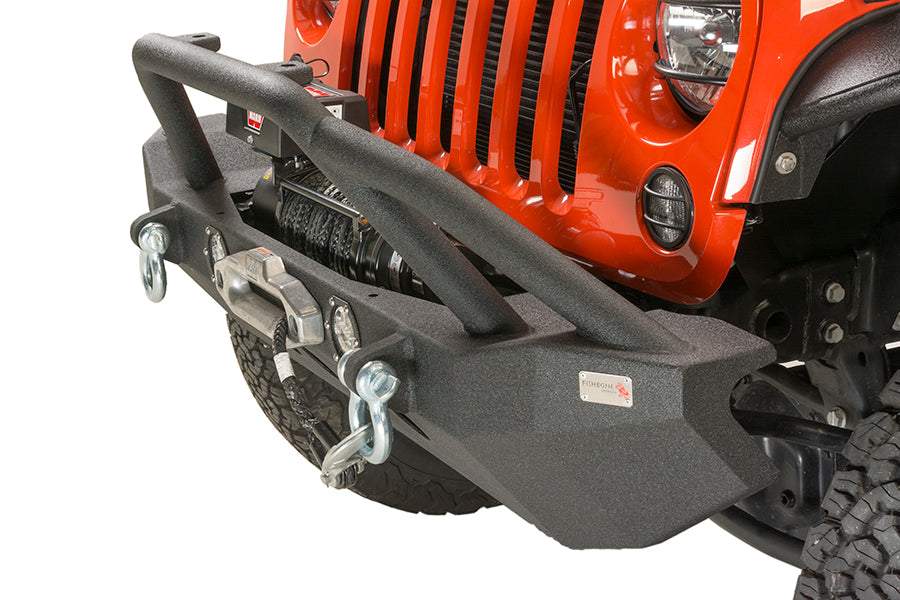Fishbone Offroad FB22003 Jeep JK Front Winch Bumper W/LEDs Full Width 07-18 Wranger JK Black Texured Powercoated Fishbone Offroad - Truck Part Superstore