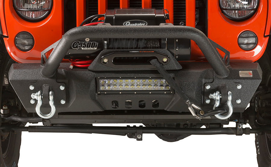 Fishbone Offroad FB22004 Jeep JK Front Stubby Winch Bumper W/Tube Guard 07-18 Wranger JK Black Texured Powercoated Fishbone Offroad - Truck Part Superstore