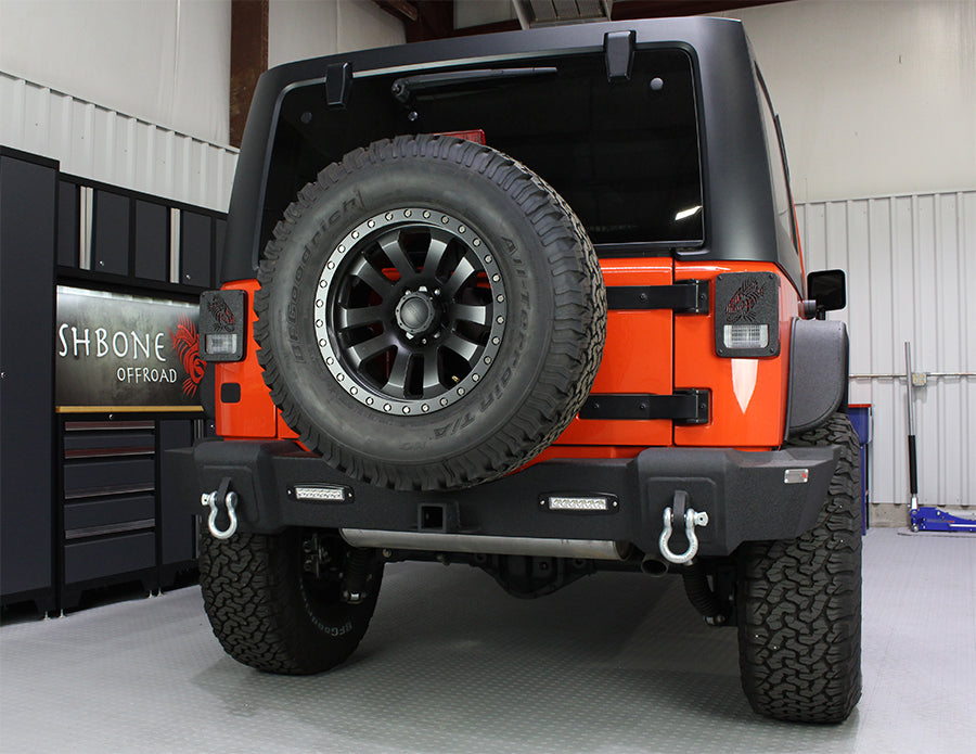 Fishbone Offroad FB22032 Jeep JK Rear Bumper W/LED's 07-18 Wrangler JK Rubicon and Unlimited Steel Black Textured Powdercoat Fishbone Offroad - Truck Part Superstore