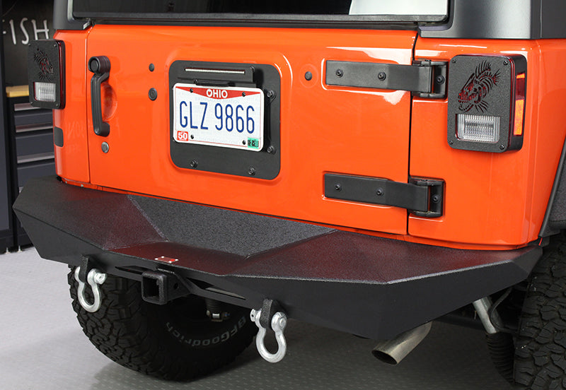 Fishbone Offroad FB22046 Jeep JK Rear Bumper 07-18 Wrangler JK Rubicon and Unlimited Steel Black Textured Powdercoat Manowar Series Fishbone Offroad - Truck Part Superstore