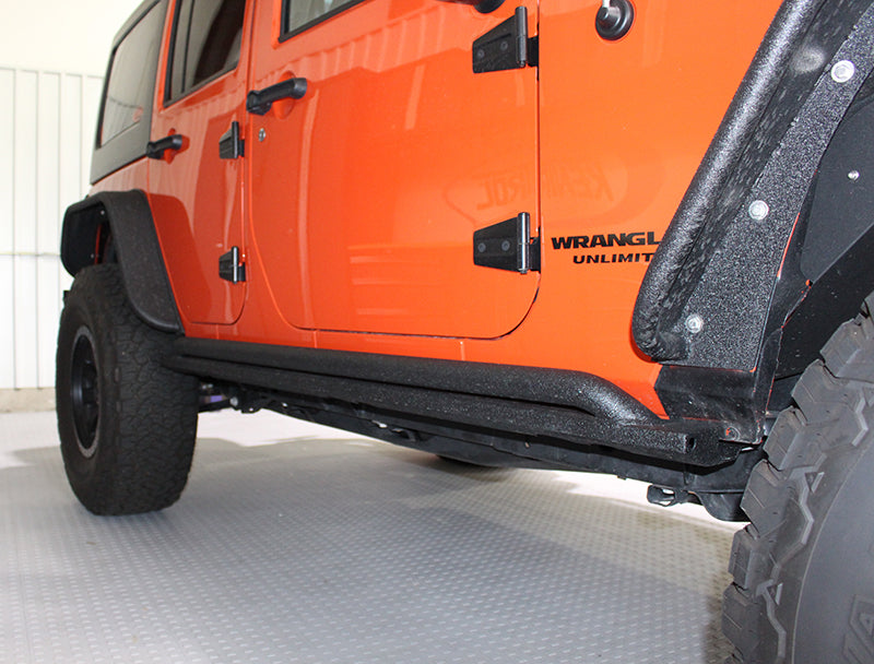 Fishbone Offroad FB23011 Jeep JK Rock Slider 07-18 Wrangler JK 4 Door Rubicon Steel Black Textured Powdercoat Fishbone Offroad - Truck Part Superstore