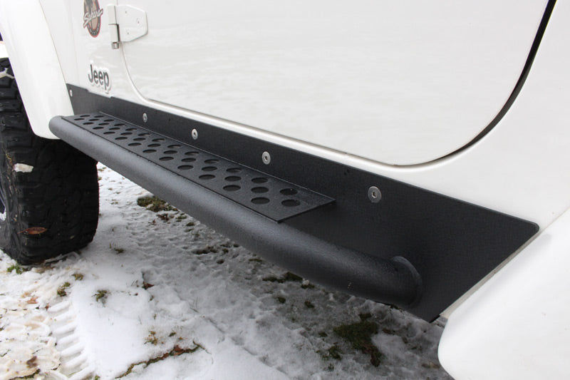 Fishbone Offroad FB23028 Jeep TJ Rock Slider W/Tube Step 97-06 Wrangler TJ Steel Black Textured Powdercoat  Fishbone Offroad - Truck Part Superstore