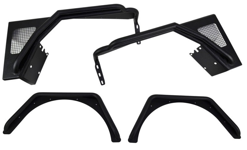 Fishbone Offroad FB23029 Jeep TJ Tube Fender Set Of 4 Front and Rear 97-06 Wrangler TJ Steel Black Textured Powdercoat Fishbone Offroad - Truck Part Superstore